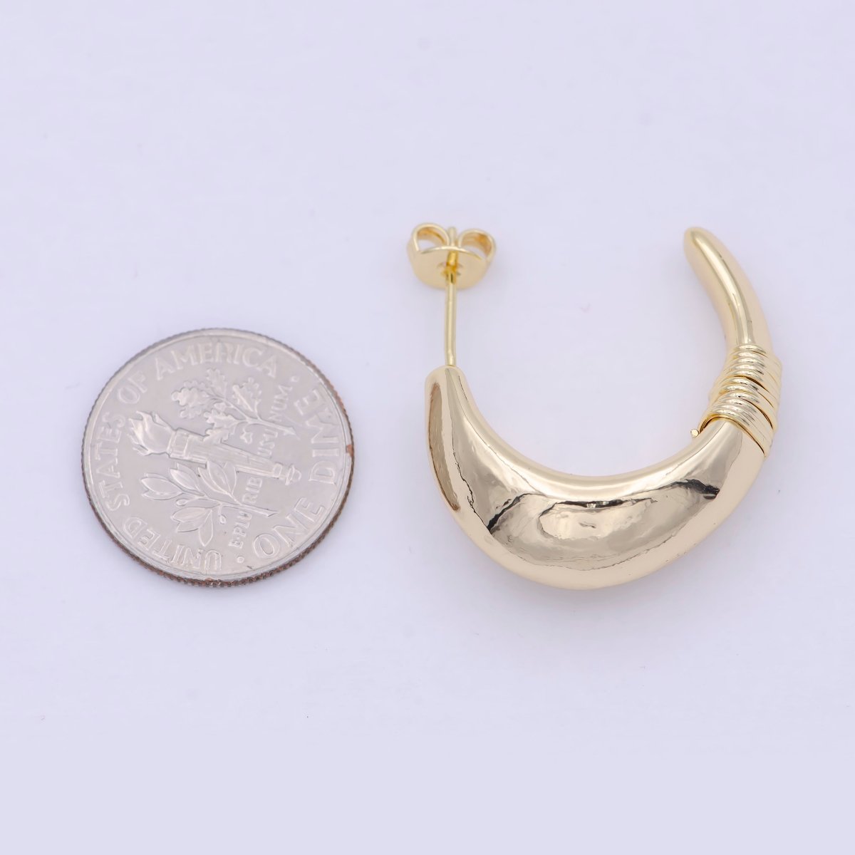 Dainty Gold Tusk Hoop Earring Bohemian Boho Inspired Jewelry T-018