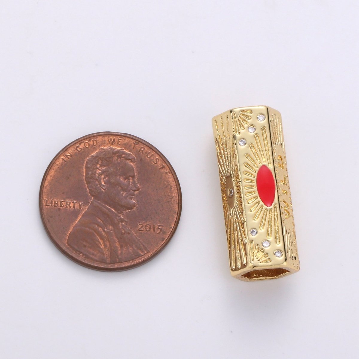 Dainty Golden Beads Tube Wild Writings CZ Plain Gold Filled Geometric Tube Accessories/Jewelry Making Beads B392