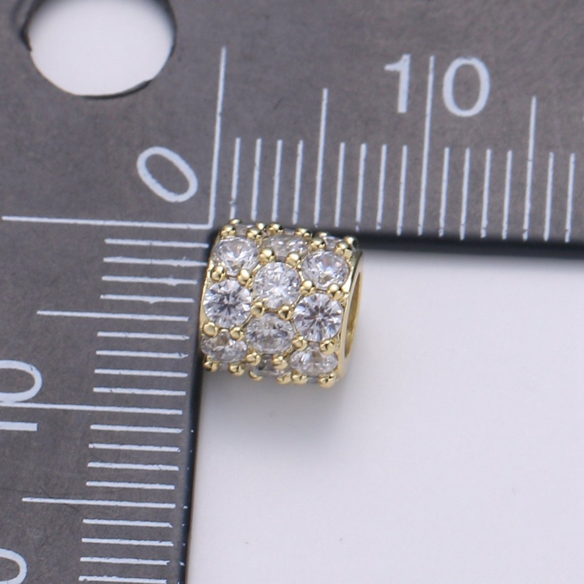 Dainty Golden Circle Roll Beads CZ Gold Filled Geometric Round Roll Jewelry Making Beads B-332