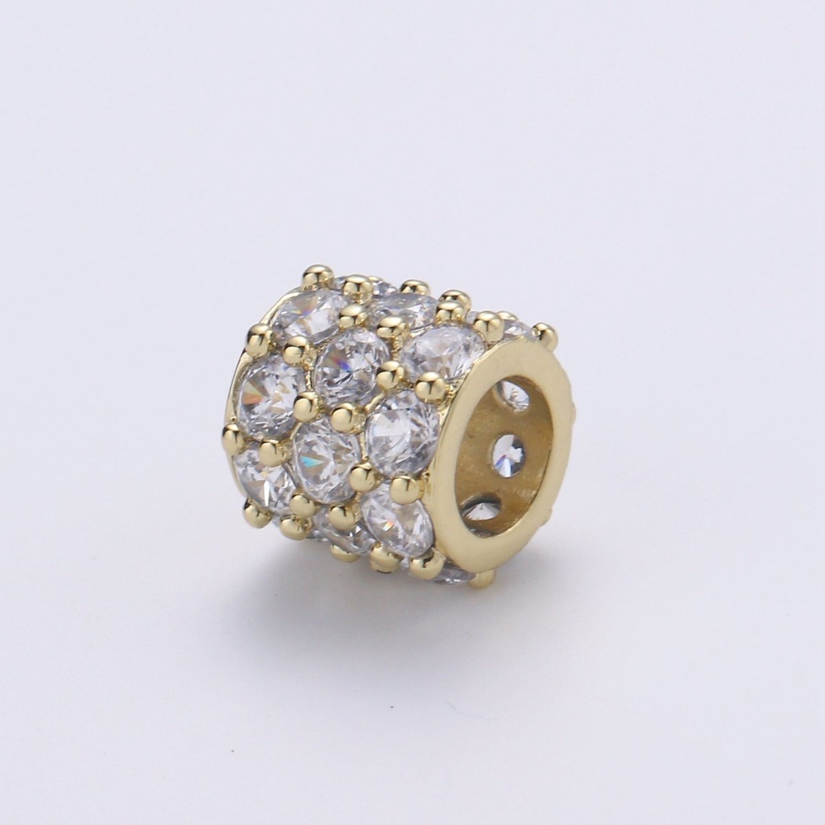 Dainty Golden Circle Roll Beads CZ Gold Filled Geometric Round Roll Jewelry Making Beads B-332