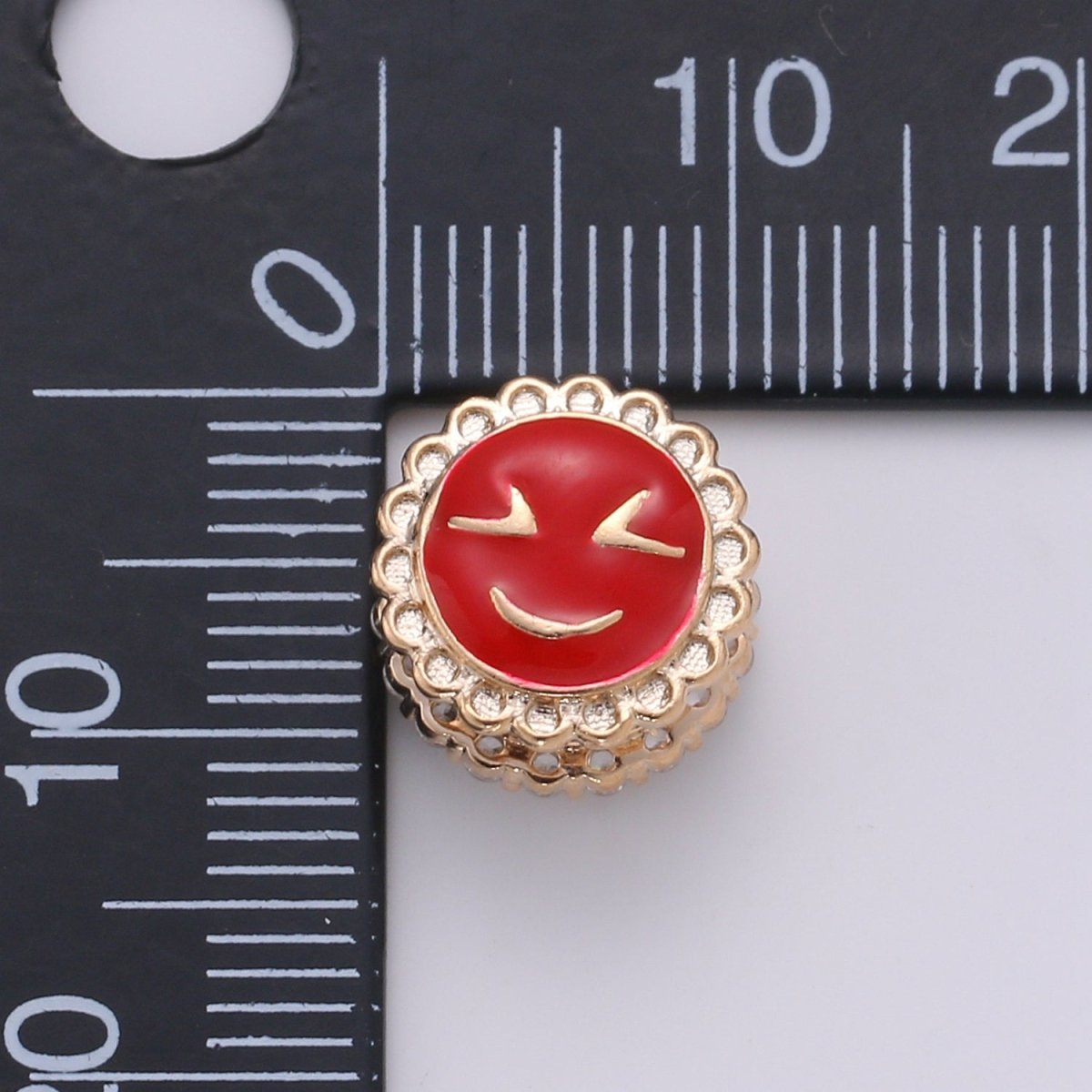 Dainty Golden Joy Happy Face Beads CZ Mini Round Smiley Face Jewelry Making Beads B363