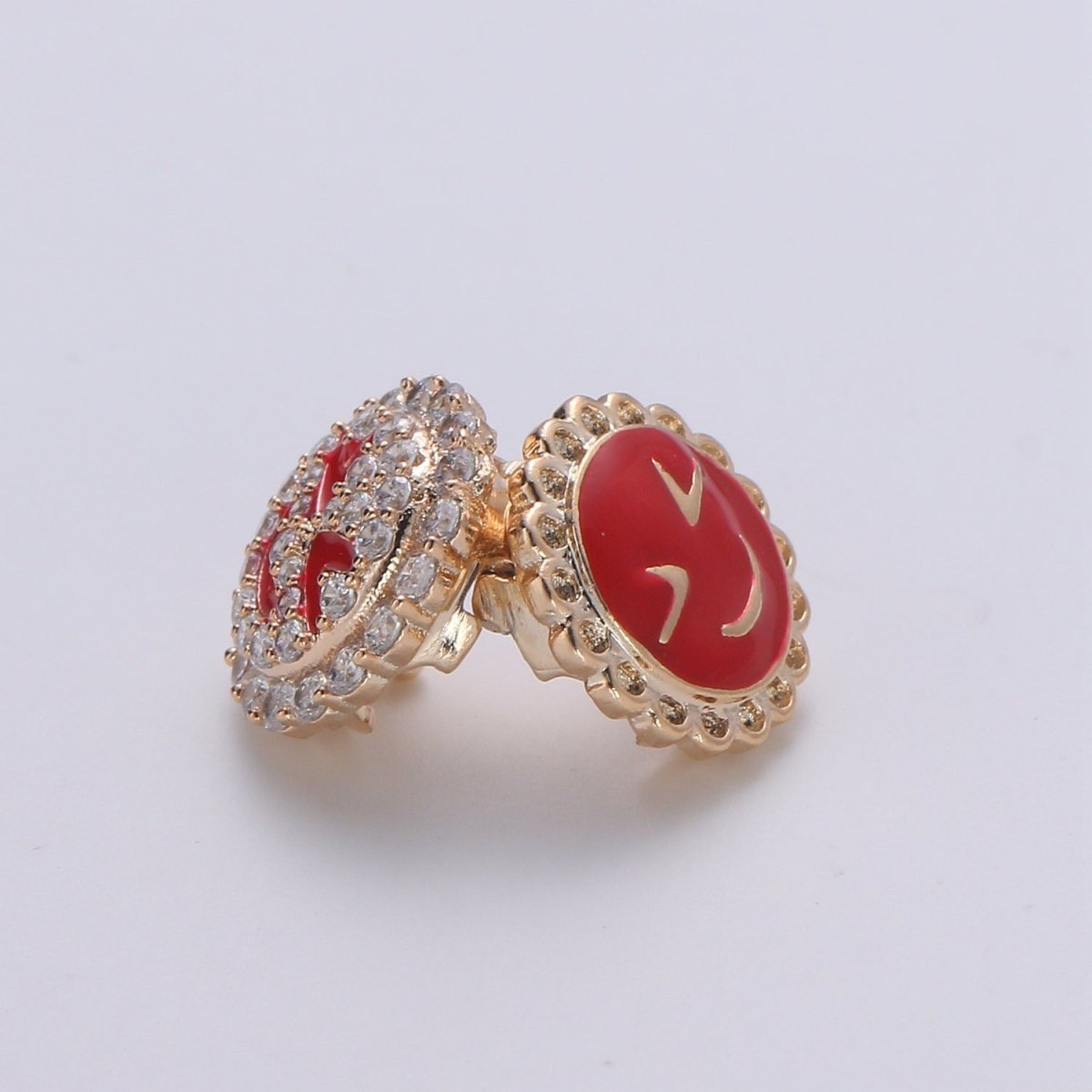 Dainty Golden Joy Happy Face Beads CZ Mini Round Smiley Face Jewelry Making Beads B363