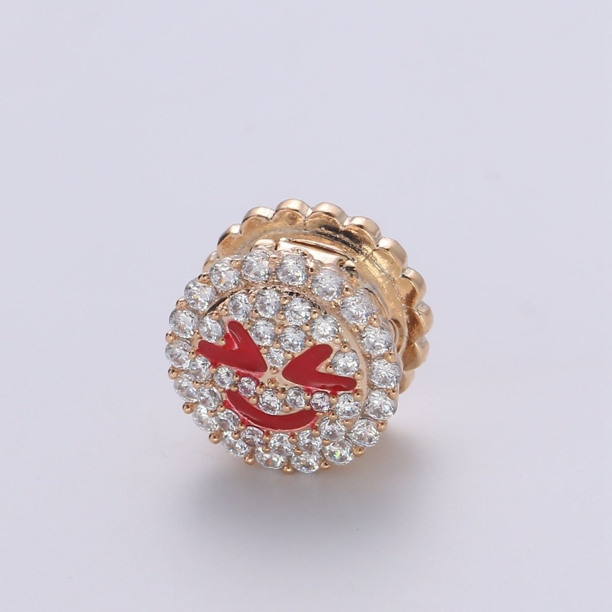 Dainty Golden Joy Happy Face Beads CZ Mini Round Smiley Face Jewelry Making Beads B363
