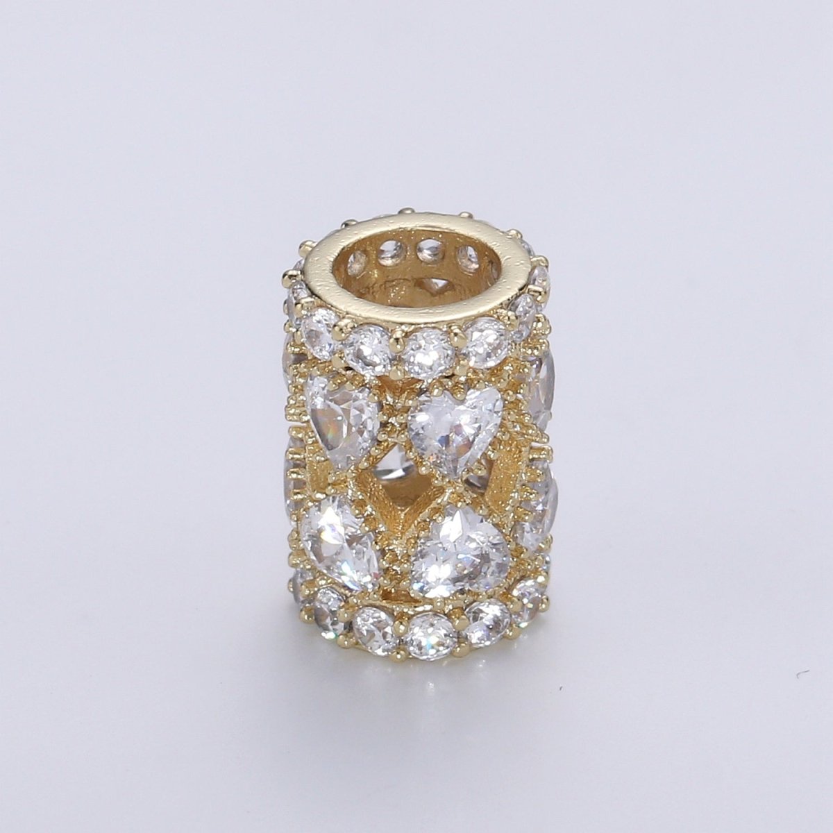 Dainty Golden Tube Beads Roll CZ Gold Filled Geometric Jewelry Making Beads B-352