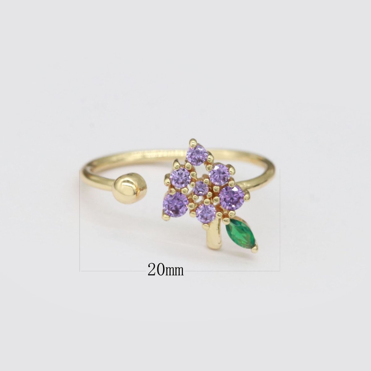 Dainty Grape ring, Gold Mini Fruit Ring Stackable Jewelry Open Adjustable Ring O-875