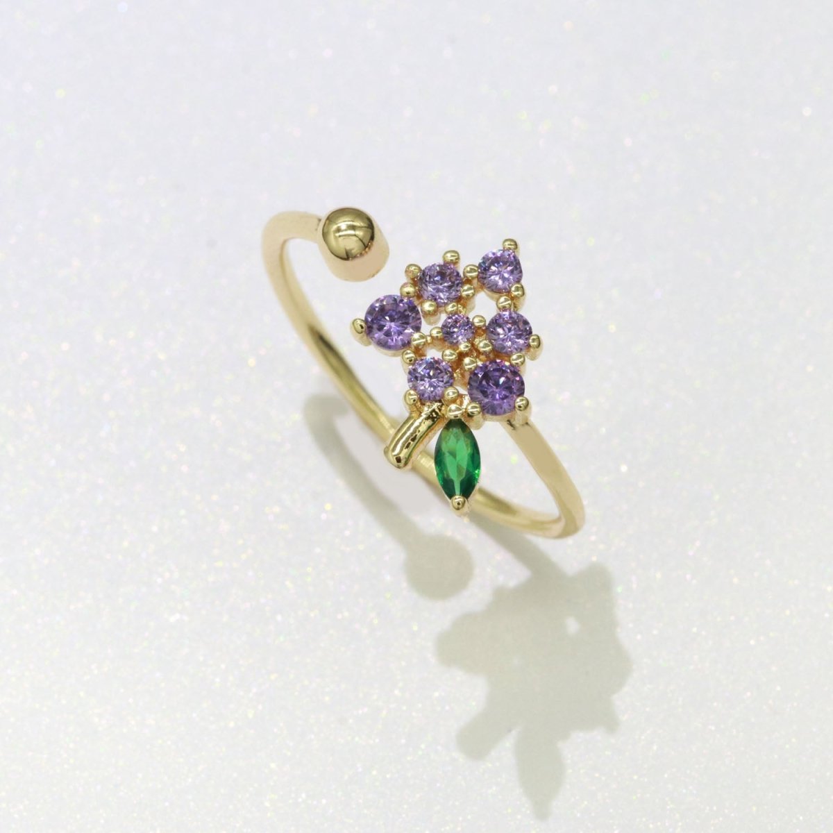 Dainty Grape ring, Gold Mini Fruit Ring Stackable Jewelry Open Adjustable Ring O-875