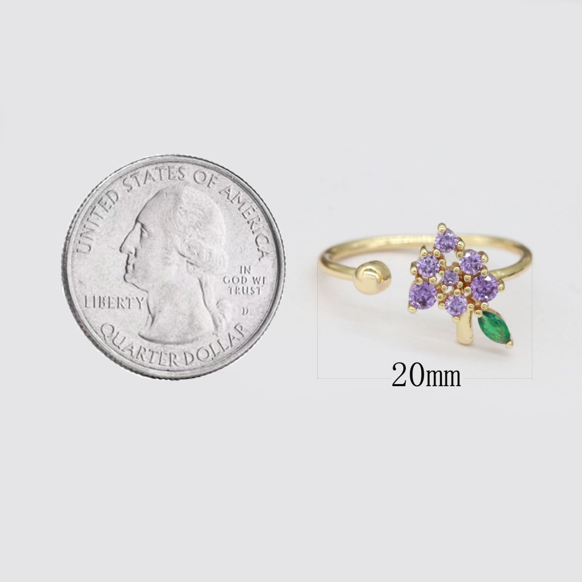 Dainty Grape ring, Gold Mini Fruit Ring Stackable Jewelry Open Adjustable Ring O-875