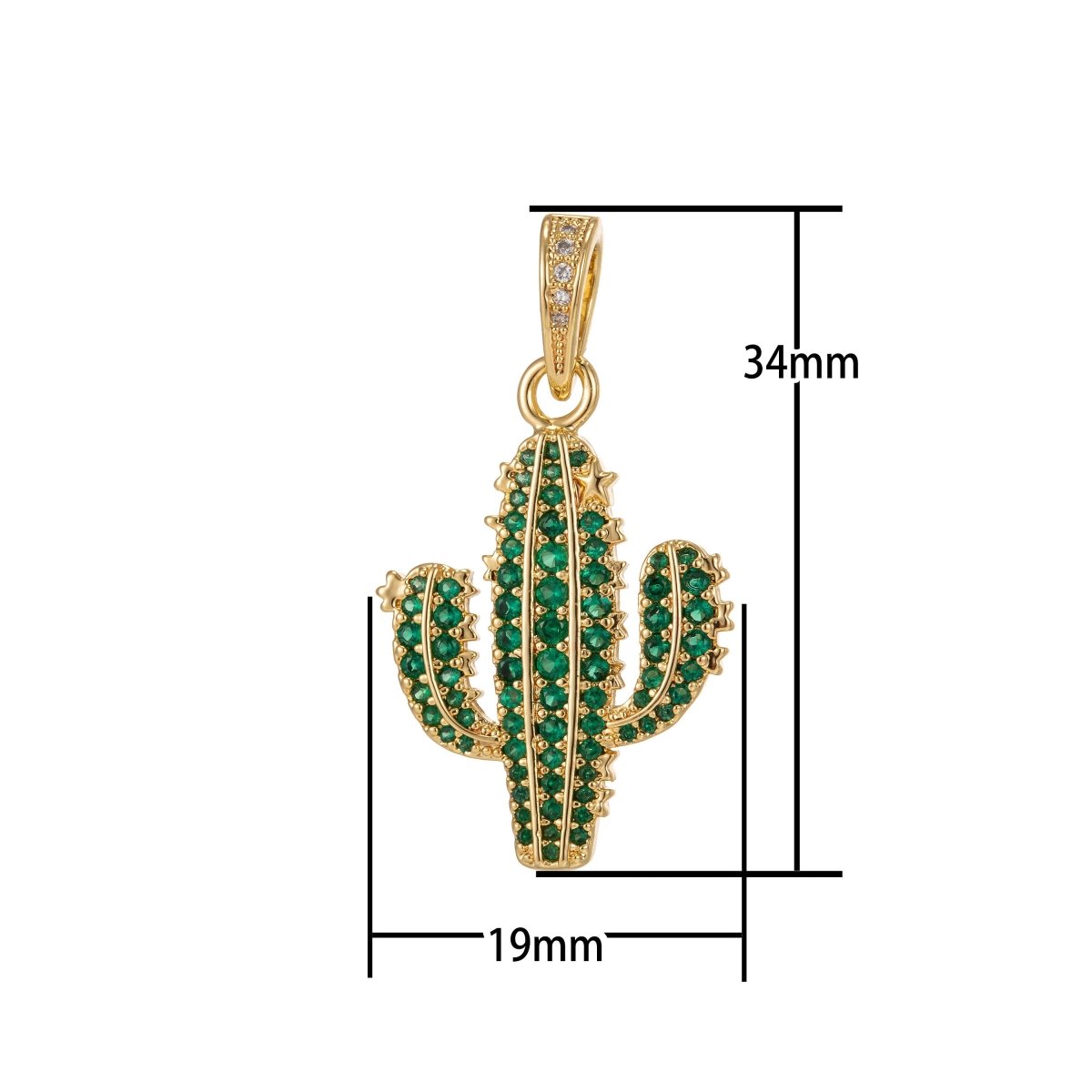 Dainty Green Cactus Charm Saguaro Pendant Gold Filled Charm for Teen Jewelry Micro Pave charm Necklace Earring Bracelet Charm Supply I-187