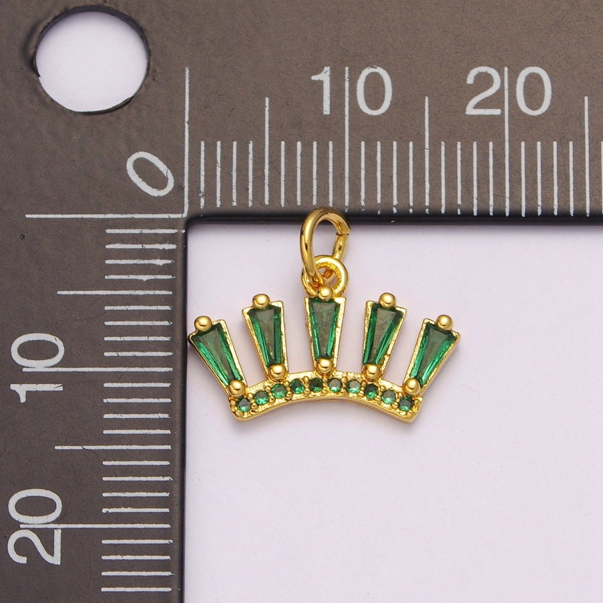 Dainty Green Crown Charm Dangle Eye Lash Charm for Necklace Earring Component Supply M-754