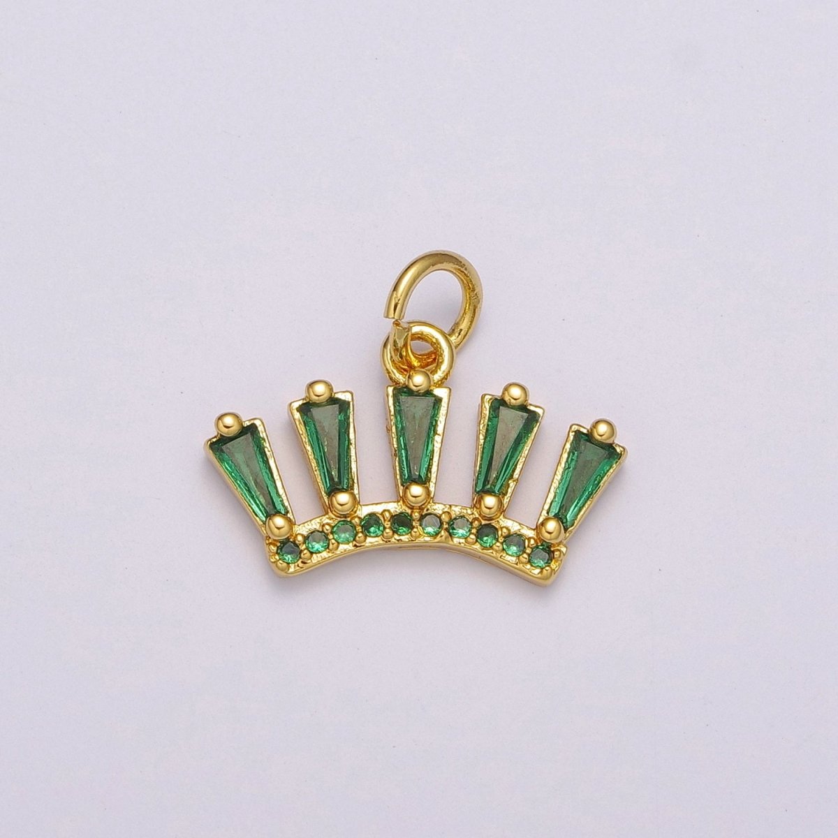 Dainty Green Crown Charm Dangle Eye Lash Charm for Necklace Earring Component Supply M-754