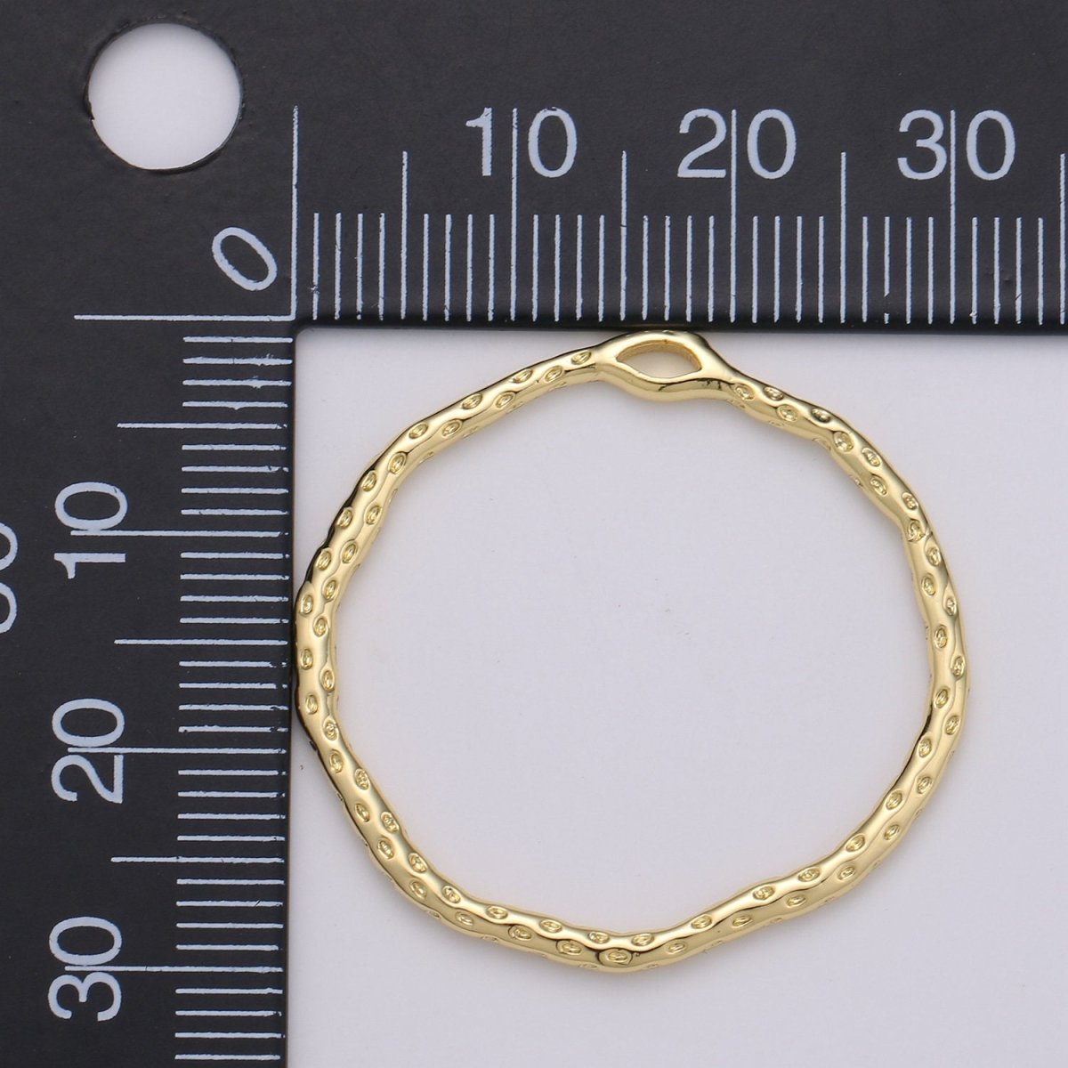 Dainty Hammered Circle Pendant, Round Charm 14k Gold filled 30mm rustic round charm K-899