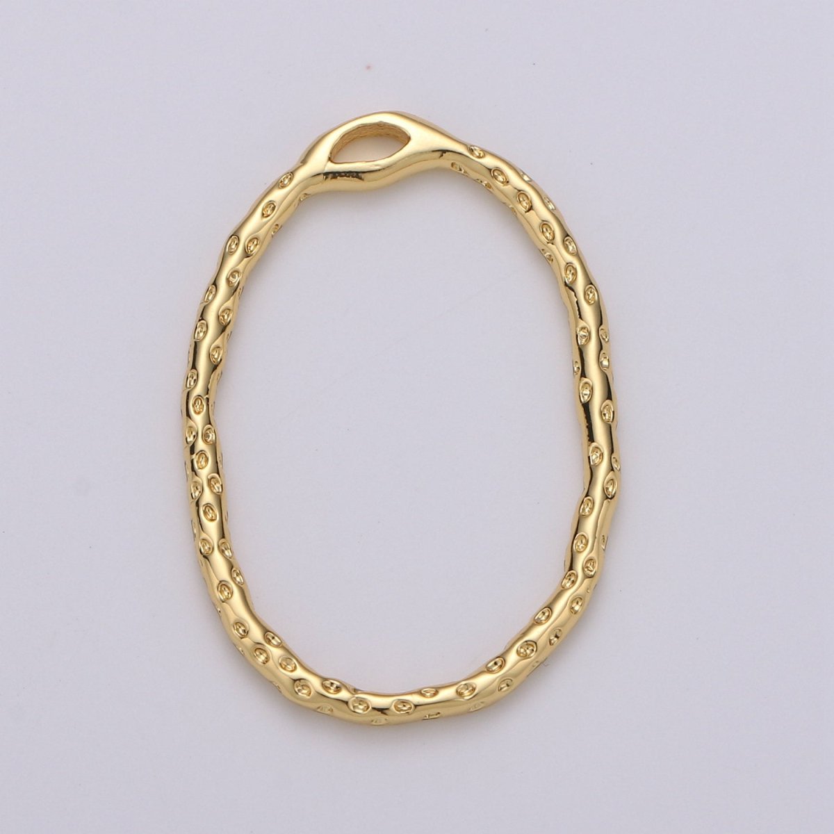 Dainty Hammered Oval Pendant, Round Charm 14k Gold filled for Earring Necklace Supply K-898
