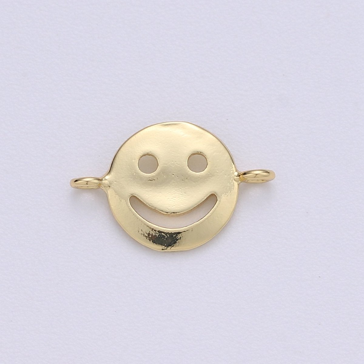 OS Dainty Happy Smile Connector , Tiny Gold Smiley face Bracelet Connector Emoji Bracelet Connector for Jewelry making Supply in 24k F-454
