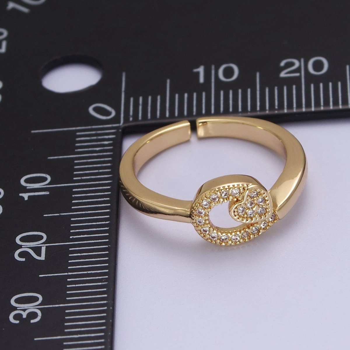 Dainty Heart 14k Gold Filled Ring Clear Micro Pave Cubic Zirconia Setting Dainty Jewelry S-534