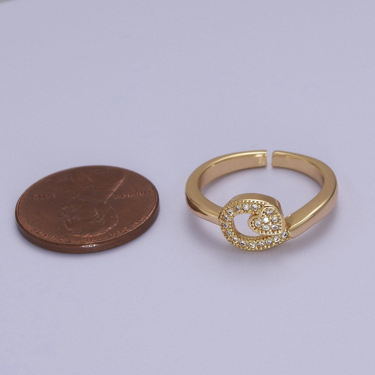 Dainty Heart 14k Gold Filled Ring Clear Micro Pave Cubic Zirconia Setting Dainty Jewelry S-534