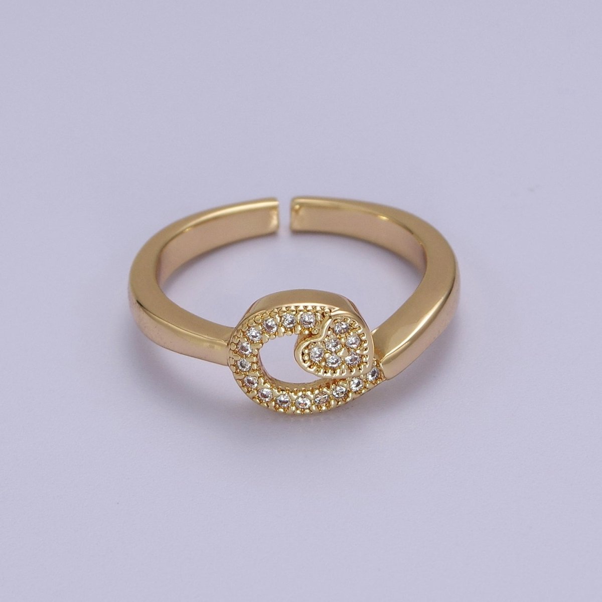 Dainty Heart 14k Gold Filled Ring Clear Micro Pave Cubic Zirconia Setting Dainty Jewelry S-534
