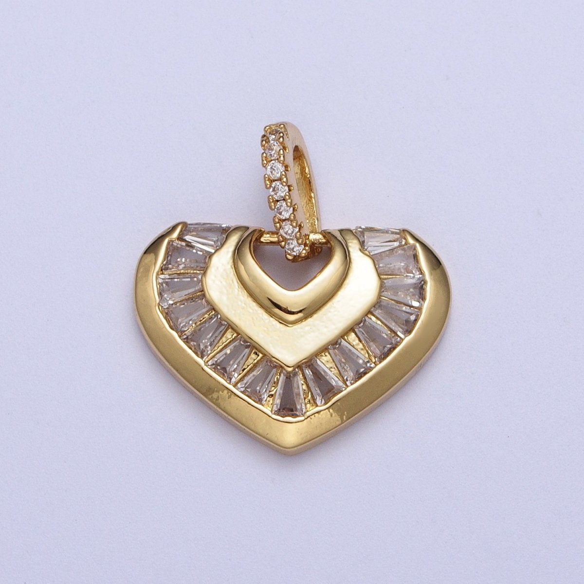 Dainty Heart Charm with Clear Cz Stone for Love Pendant Necklace Bracelet Supply X-534