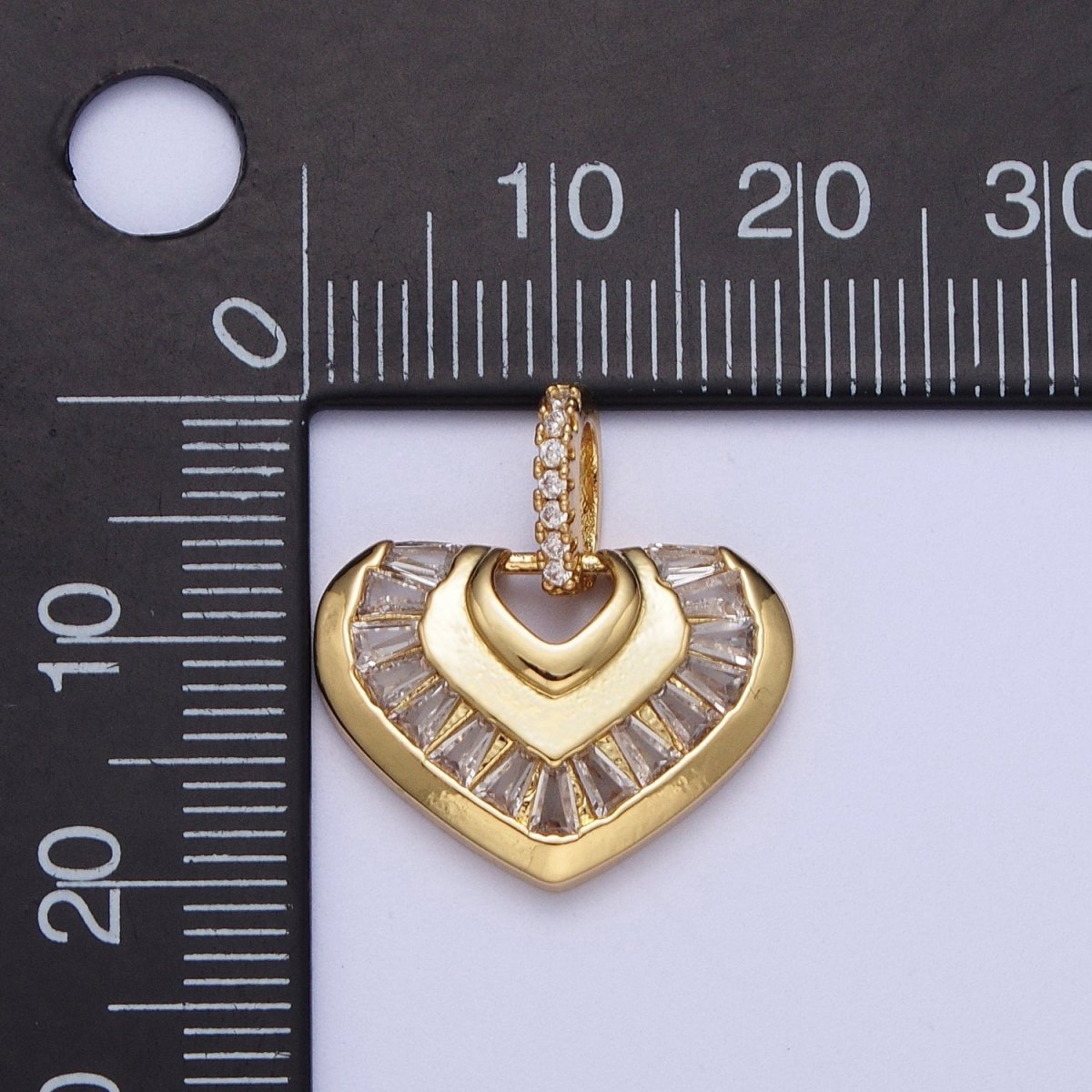 Dainty Heart Charm with Clear Cz Stone for Love Pendant Necklace Bracelet Supply X-534