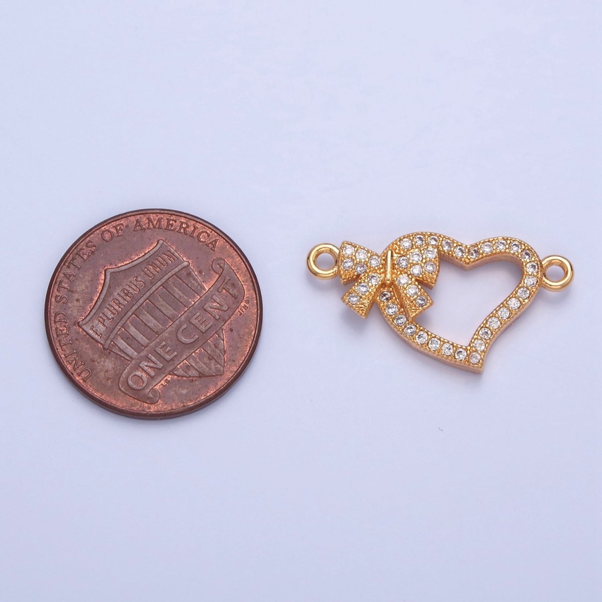 Dainty Heart CZ Gold Pave Charm Connector for Bracelet Necklace Supply F-407
