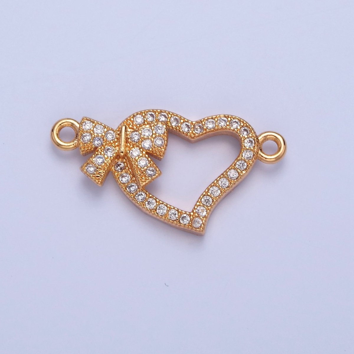 Dainty Heart CZ Gold Pave Charm Connector for Bracelet Necklace Supply F-407