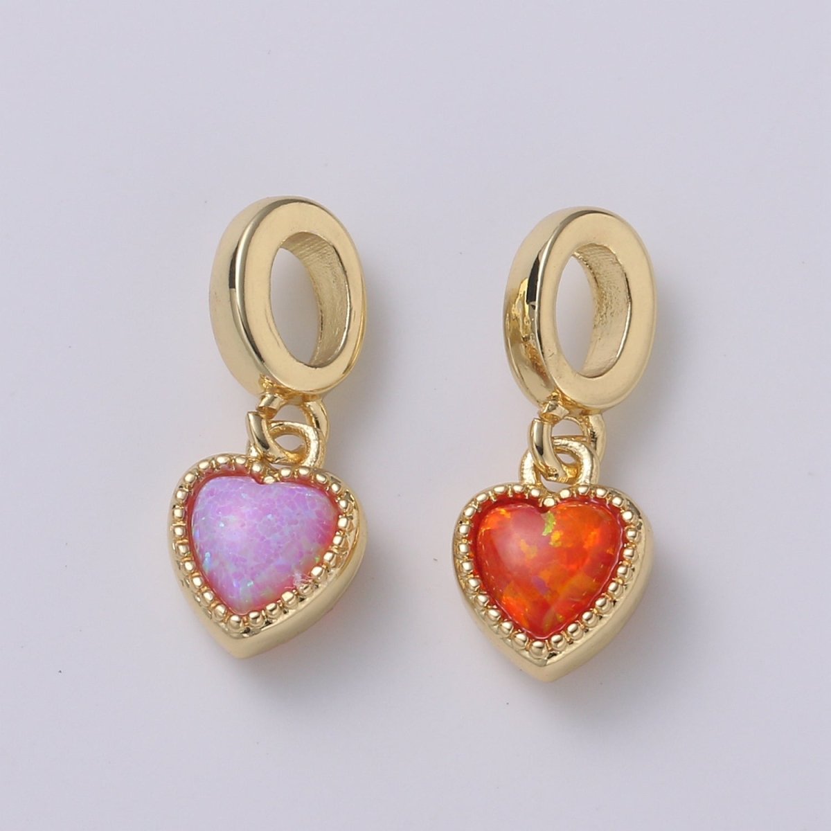 Dainty Heart Pendant 14K Gold Filled Opal Pendant for Love necklace Opal Charm Birthstone Cubic Zirconia Geometri Bezel Charm  H-533