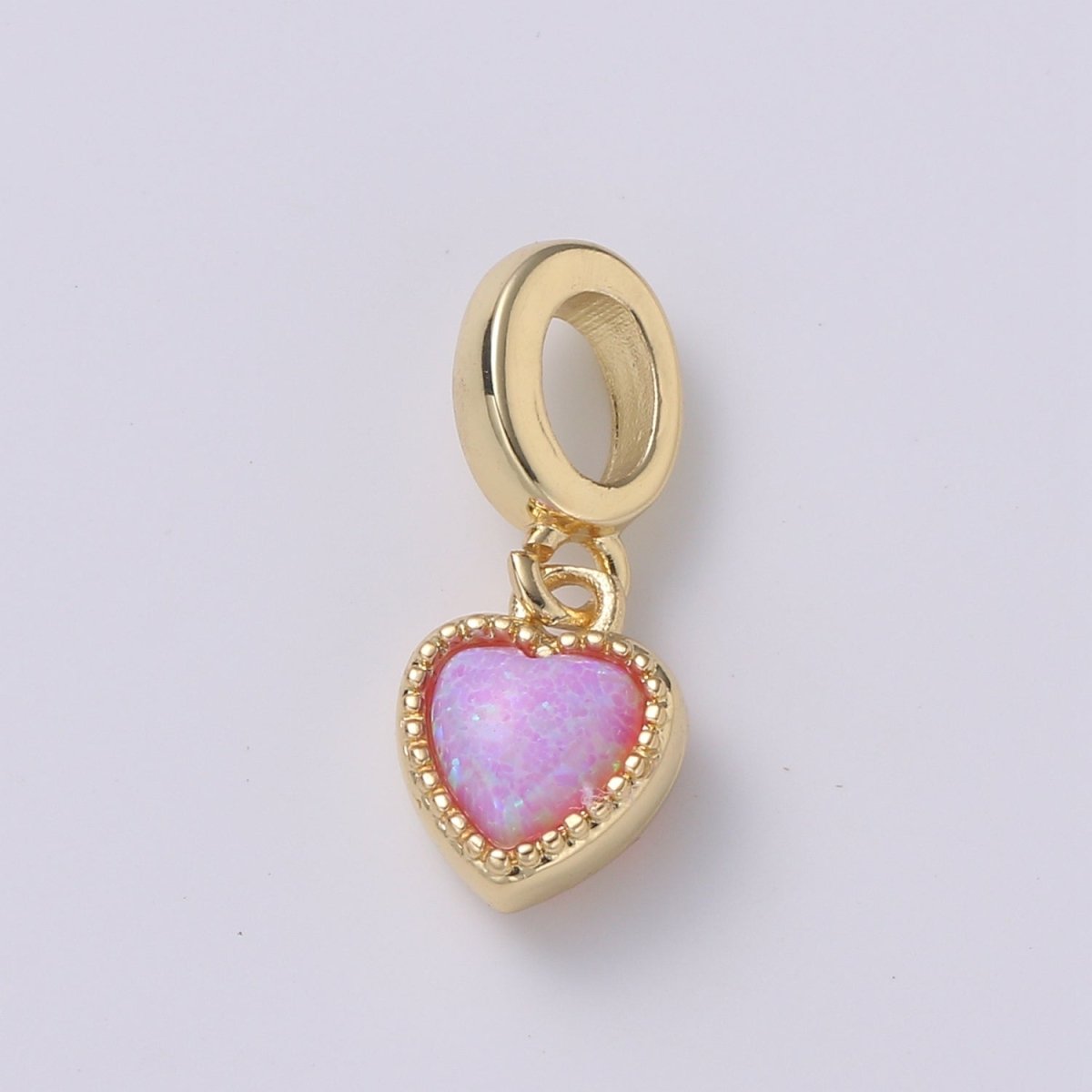 Dainty Heart Pendant 14K Gold Filled Opal Pendant for Love necklace Opal Charm Birthstone Cubic Zirconia Geometri Bezel Charm  H-533