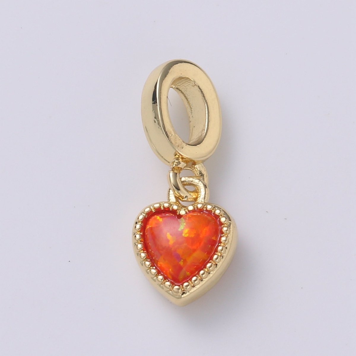 Dainty Heart Pendant 14K Gold Filled Opal Pendant for Love necklace Opal Charm Birthstone Cubic Zirconia Geometri Bezel Charm  H-533