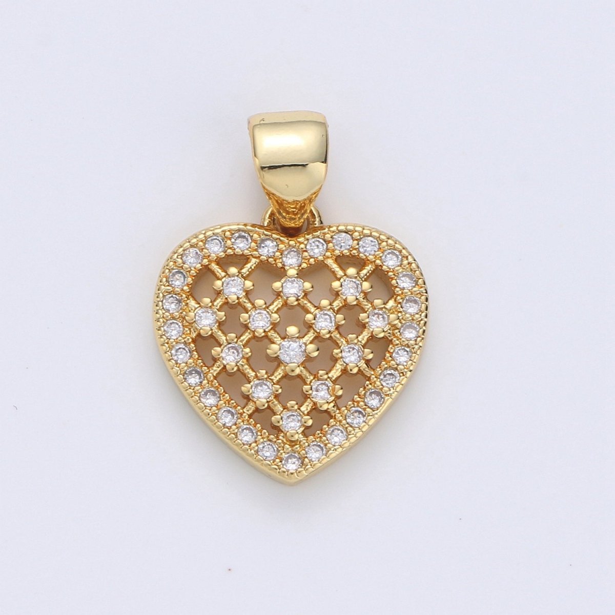 Dainty Heart Pendant Cubic Heart charm, Love Pendant Jewelry in 14k Gold Filled I-666