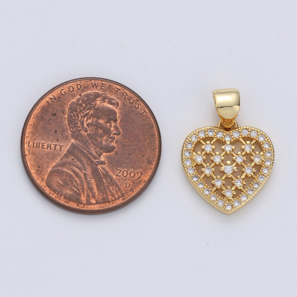 Dainty Heart Pendant Cubic Heart charm, Love Pendant Jewelry in 14k Gold Filled I-666