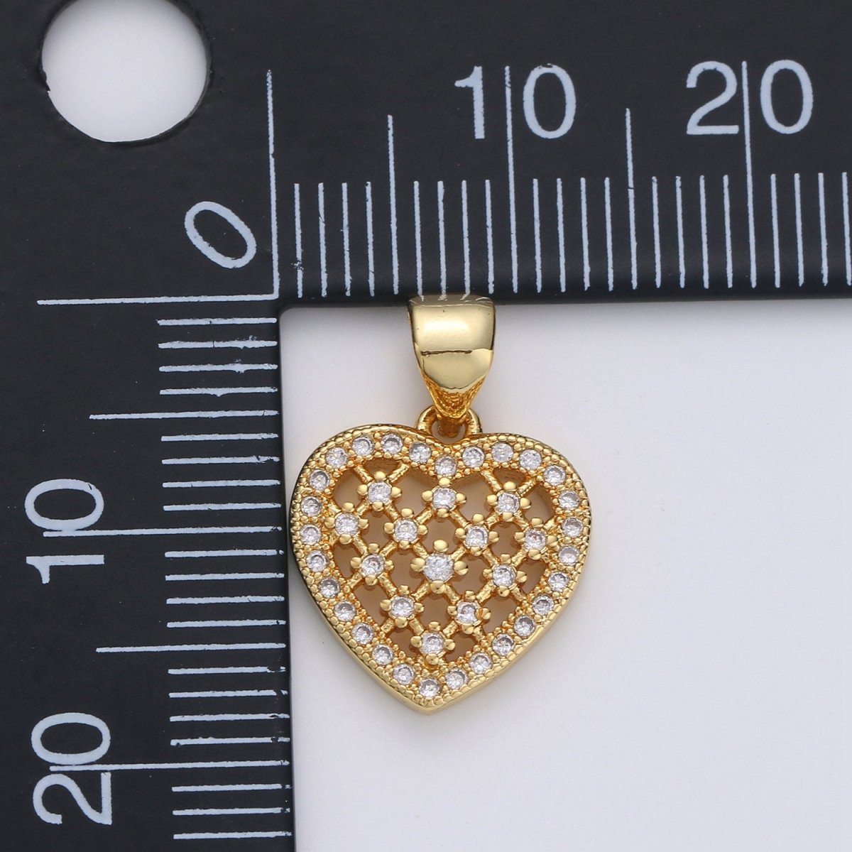 Dainty Heart Pendant Cubic Heart charm, Love Pendant Jewelry in 14k Gold Filled I-666