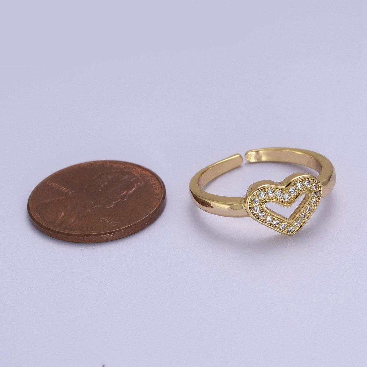 Dainty Heart Ring Mini Gold Filled Heart Ring Stackable Jewelry Rings Open Adjustable O2031