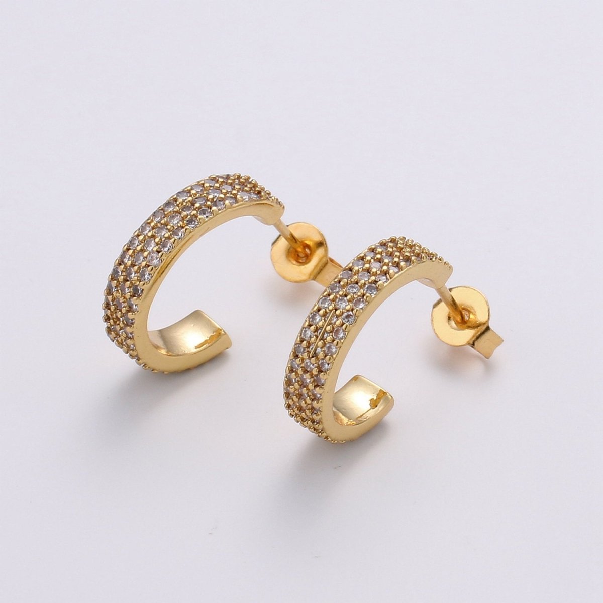 Dainty Hoop Earring in Clear Green Blue Pink Turquoise CZ Micro Pave Earring in Gold Plated lead free, nickel free K-598 K-600 K-601