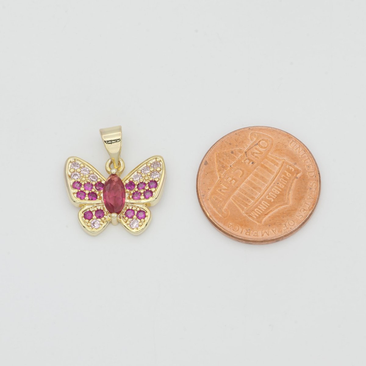 Dainty Hot Pink Gold Butterfly Mariposa Cute Dainty Butterfly Animal Gold Filled Pendants H-182