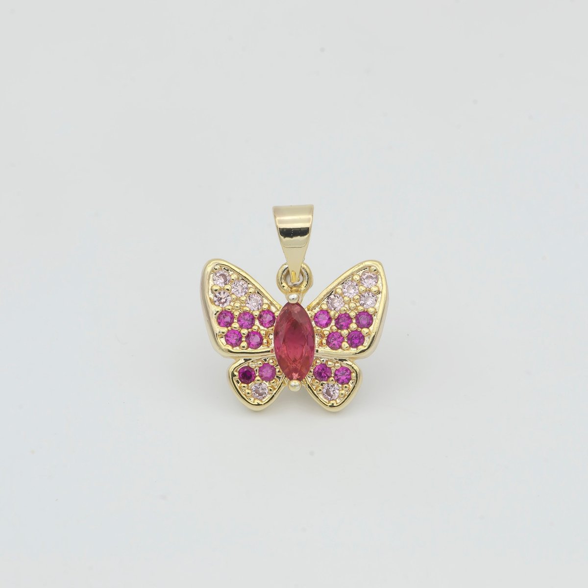Dainty Hot Pink Gold Butterfly Mariposa Cute Dainty Butterfly Animal Gold Filled Pendants H-182