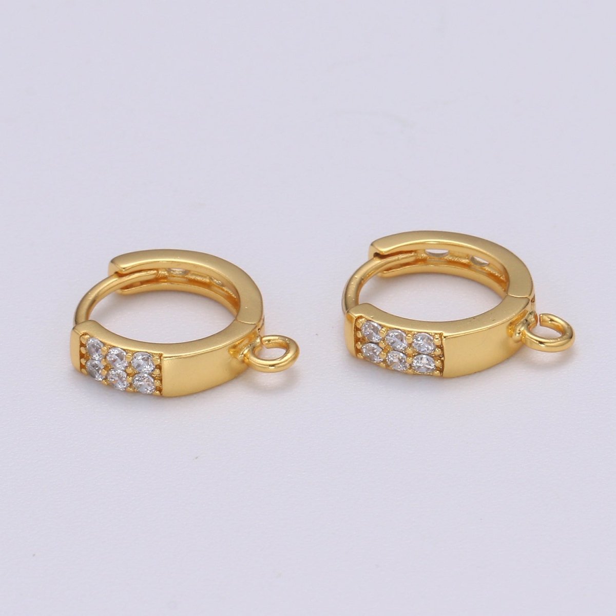 Dainty Huggie Earring 24K Gold Filled Cz Micro Pave Hoops with open link for Jewelry Making Supply L-231
