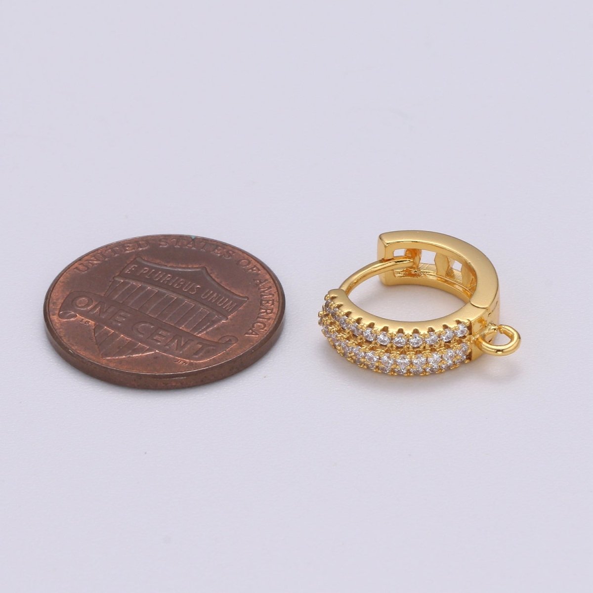 Dainty Huggie Earring 24K Gold Filled Cz Micro Pave Hoops with open link for Jewelry Making Supply L-232