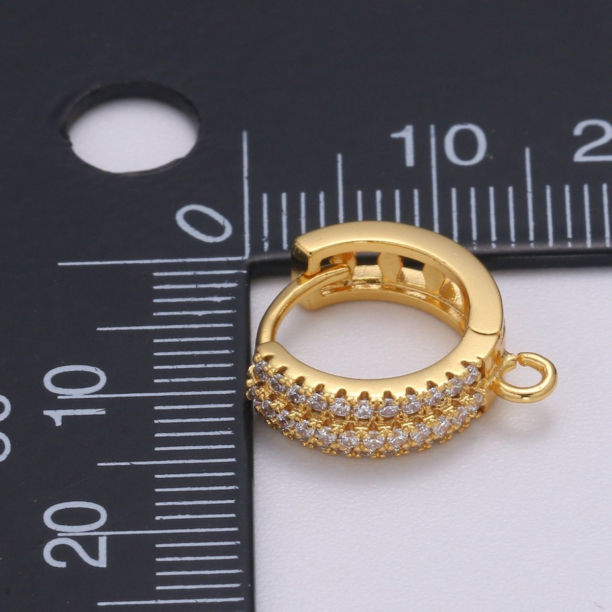 Dainty Huggie Earring 24K Gold Filled Cz Micro Pave Hoops with open link for Jewelry Making Supply L-232