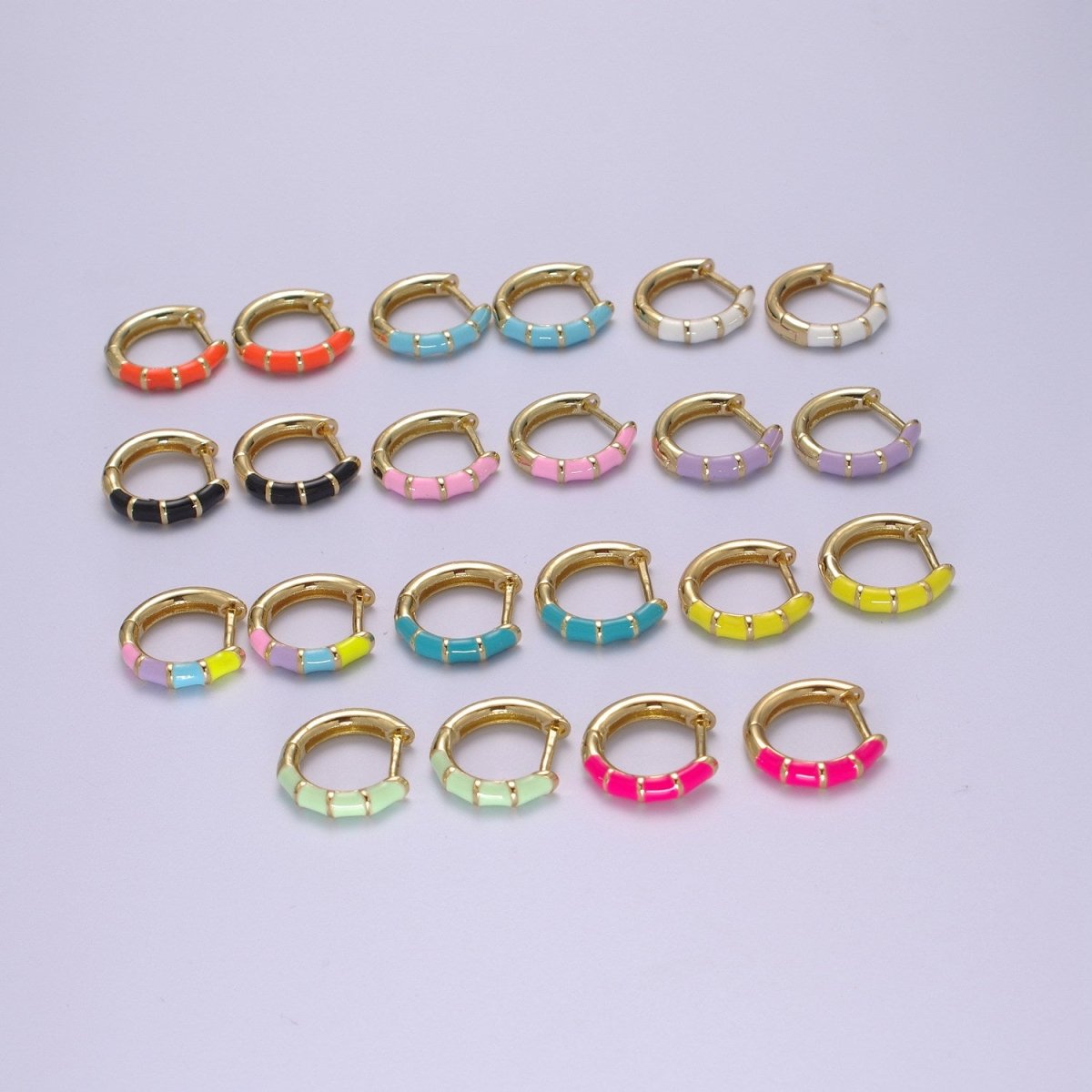 Dainty Huggie Earring Colorful Enamel Pastel Color Earring for Everyday wear 15mm earrings T-164 to T-174