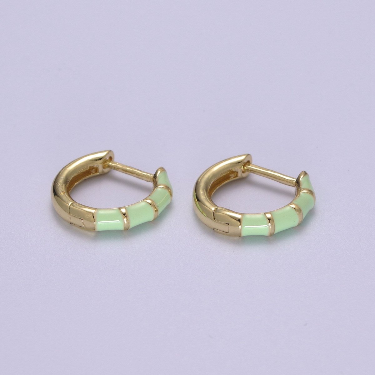 Dainty Huggie Earring Colorful Enamel Pastel Color Earring for Everyday wear 15mm earrings T-164 to T-174