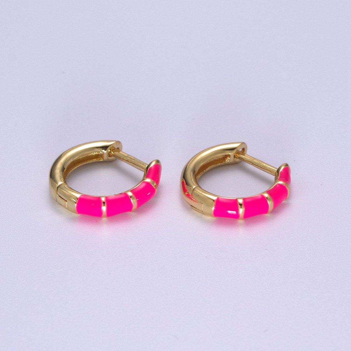 Dainty Huggie Earring Colorful Enamel Pastel Color Earring for Everyday wear 15mm earrings T-164 to T-174