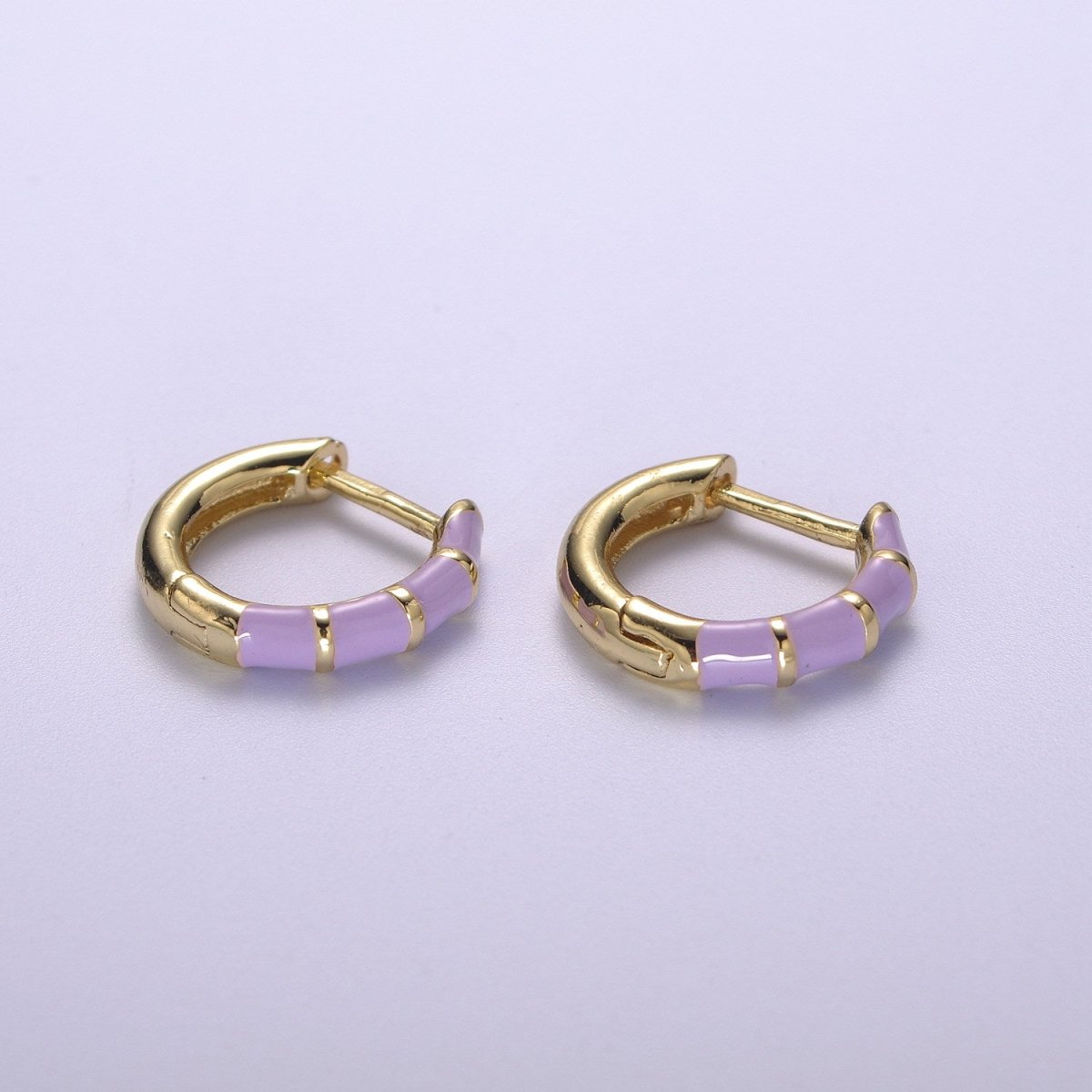 Dainty Huggie Earring Colorful Enamel Pastel Color Earring for Everyday wear 15mm earrings T-164 to T-174