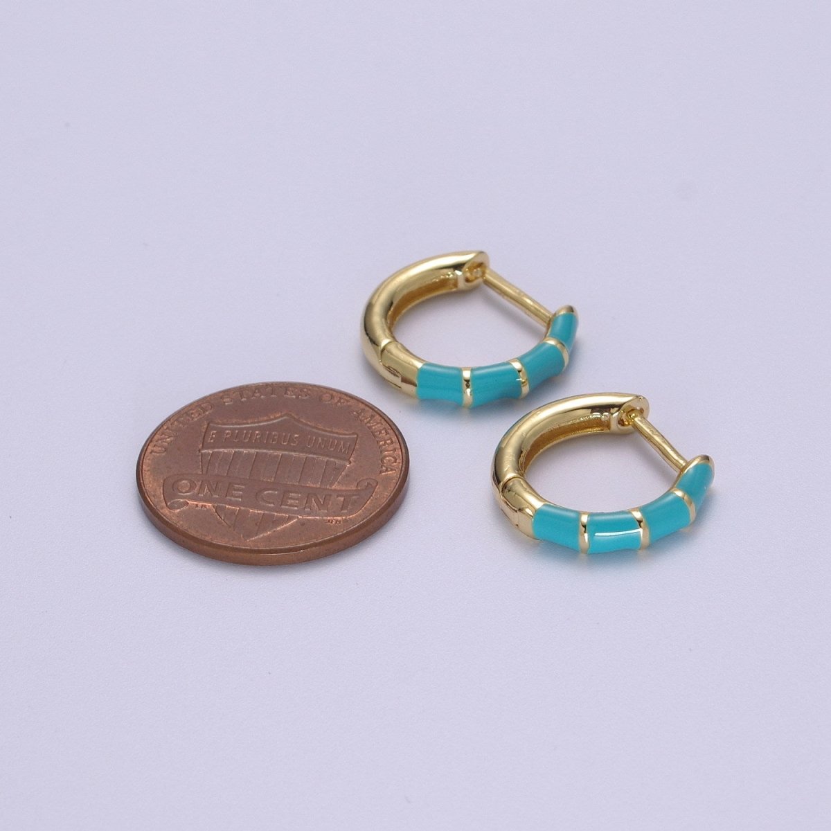 Dainty Huggie Earring Colorful Enamel Pastel Color Earring for Everyday wear 15mm earrings T-164 to T-174