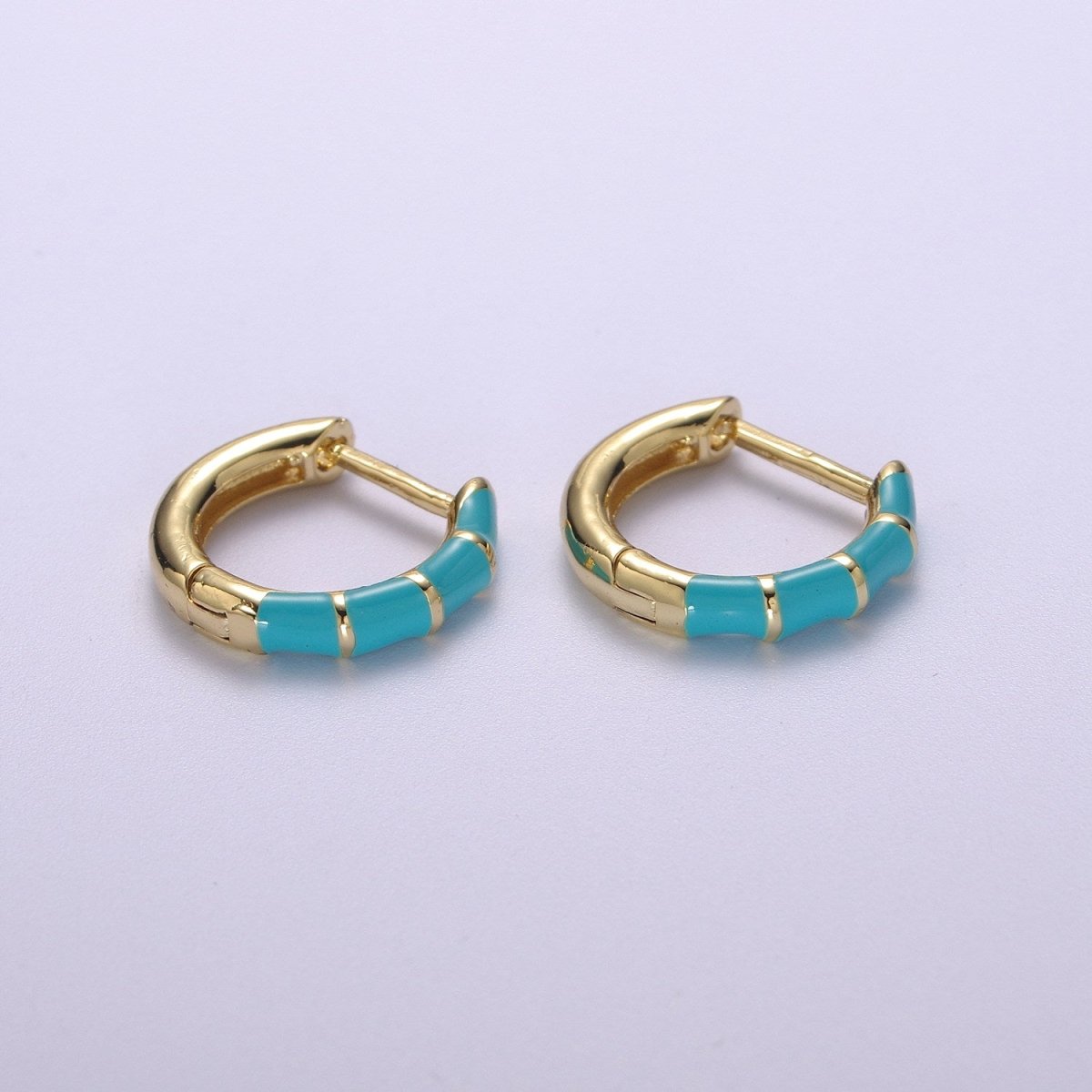 Dainty Huggie Earring Colorful Enamel Pastel Color Earring for Everyday wear 15mm earrings T-164 to T-174