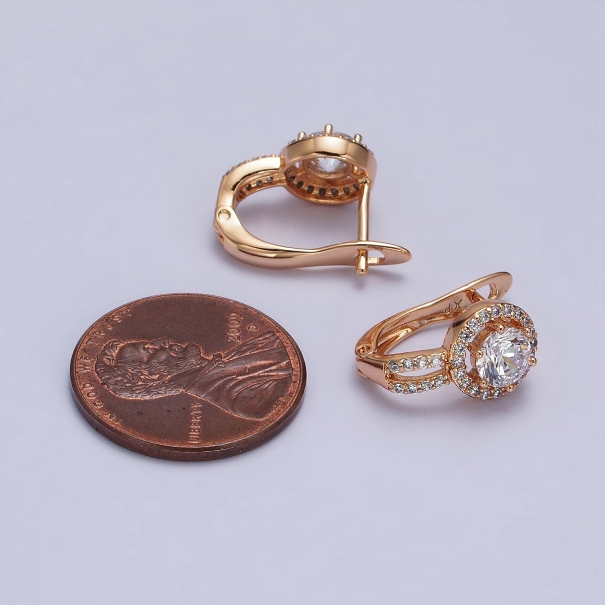 Dainty Huggie Round CZ Stone Micro Pave Cz Earring in 18k Gold Filled AB1081