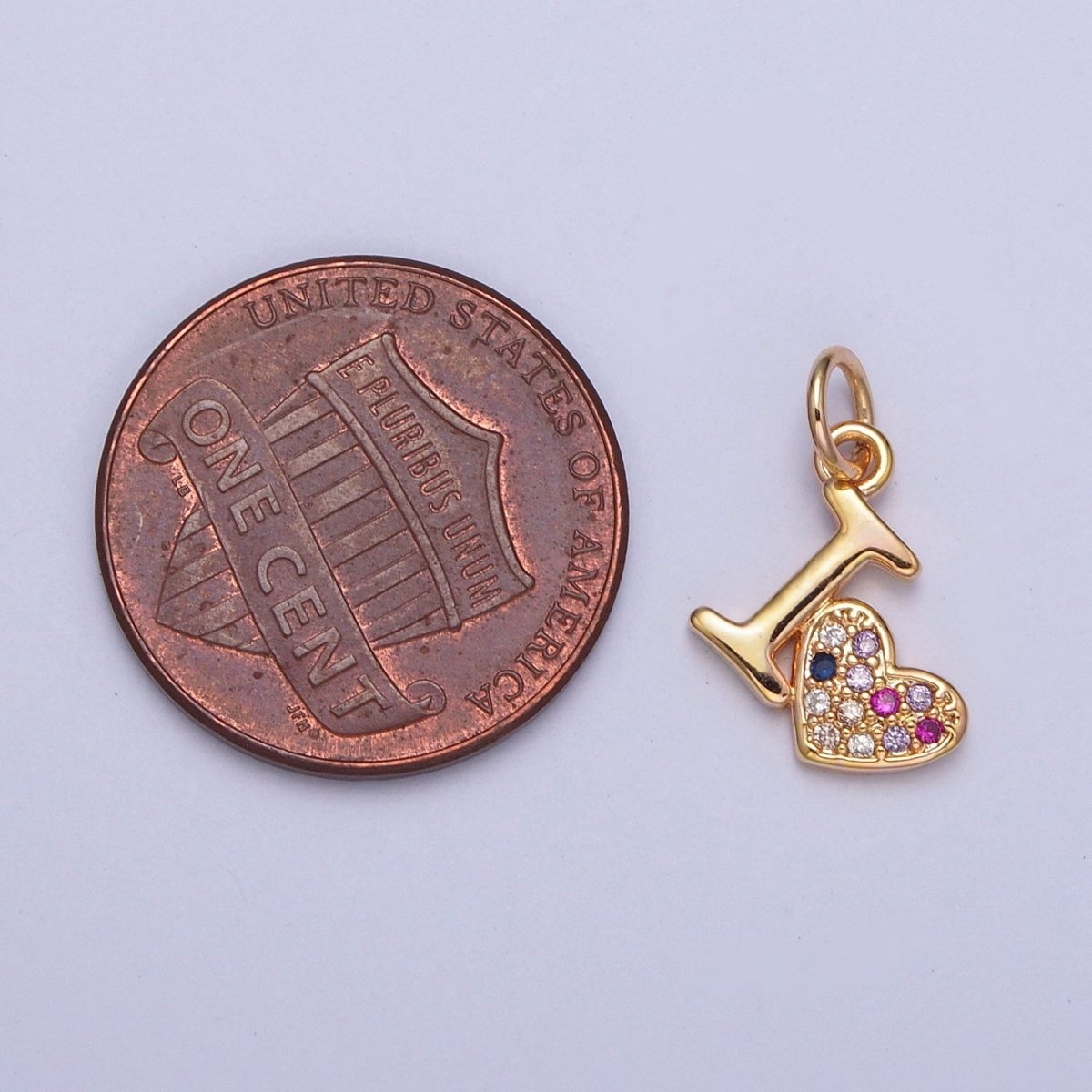 Dainty I Love Heart Charm Micro Paved Multicolor Cubic Zirconia Charm | X-231