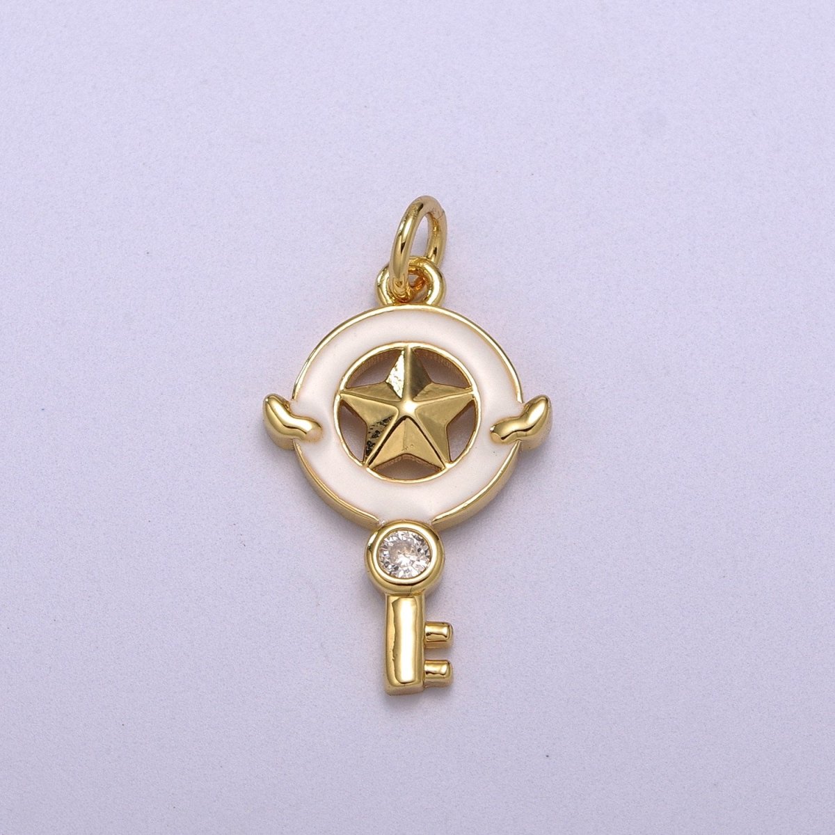 Dainty Key Clear CZ Enamel Colorful Star Shape Pendant 14K Gold Filled Enamel Charm, Necklace Bracelet Component M-686 - M-689