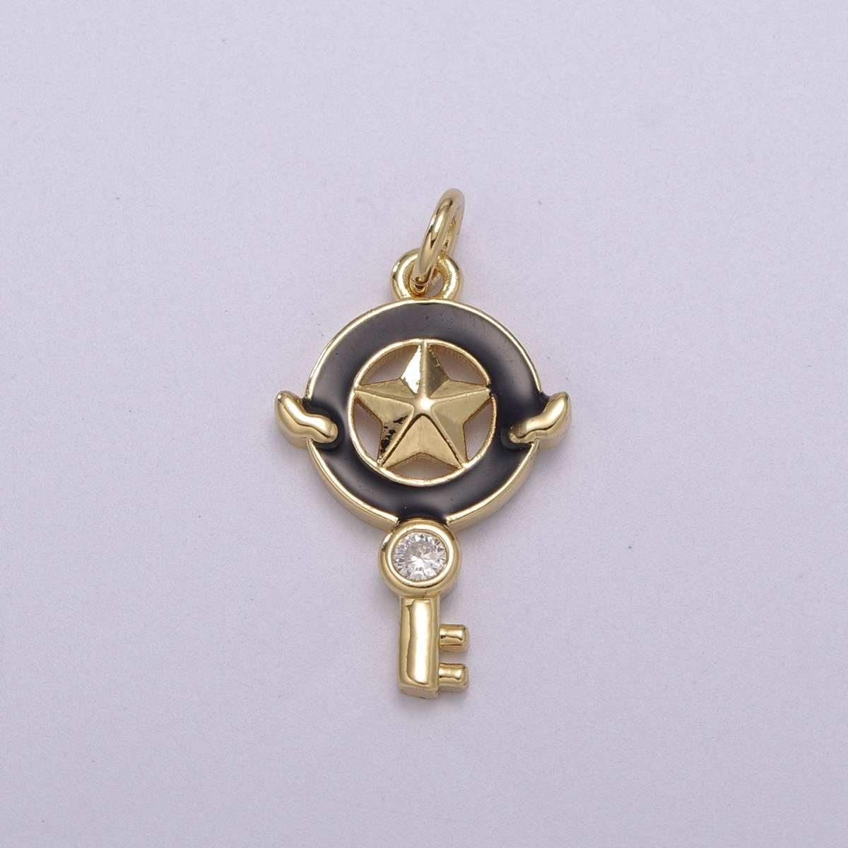 Dainty Key Clear CZ Enamel Colorful Star Shape Pendant 14K Gold Filled Enamel Charm, Necklace Bracelet Component M-686 - M-689