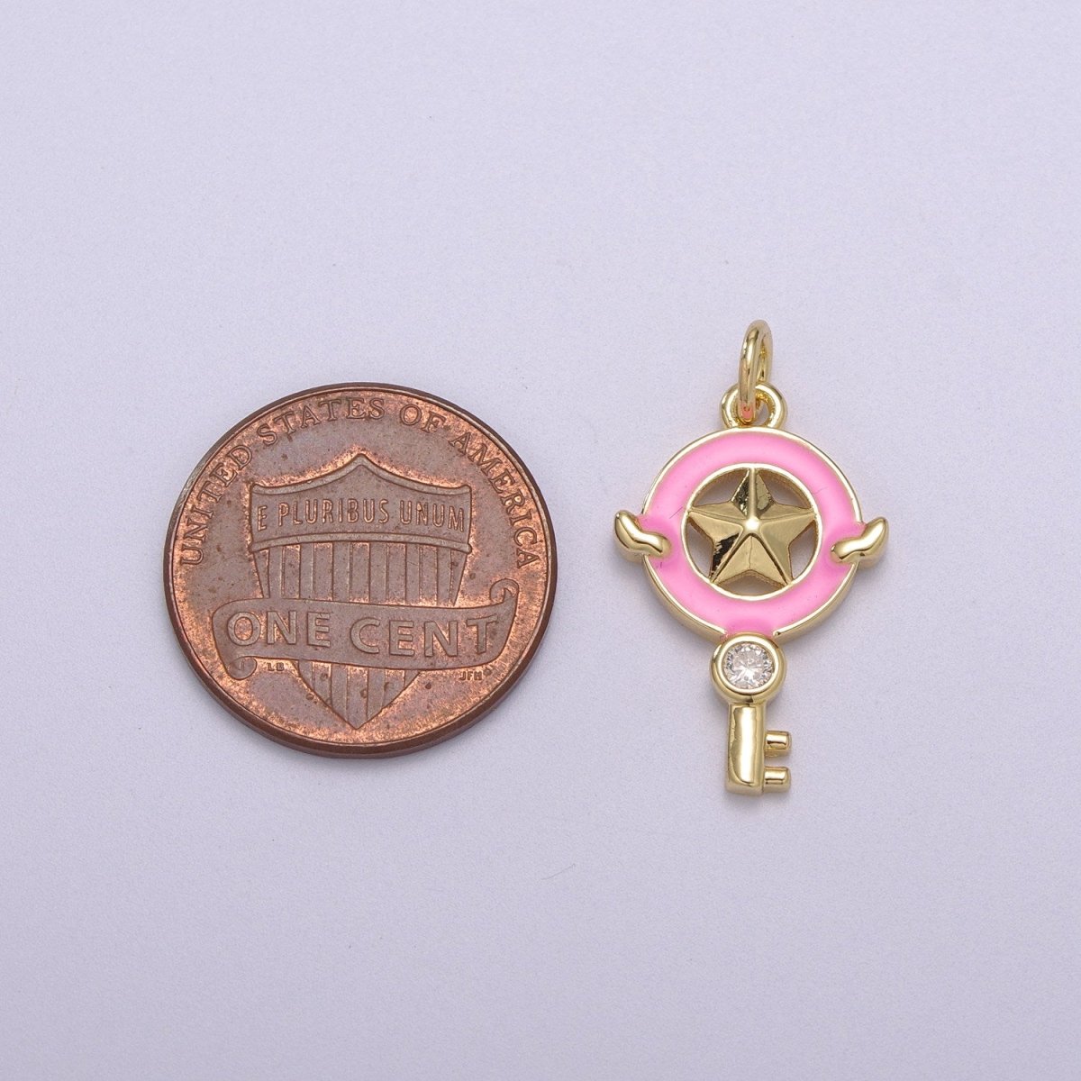 Dainty Key Clear CZ Enamel Colorful Star Shape Pendant 14K Gold Filled Enamel Charm, Necklace Bracelet Component M-686 - M-689