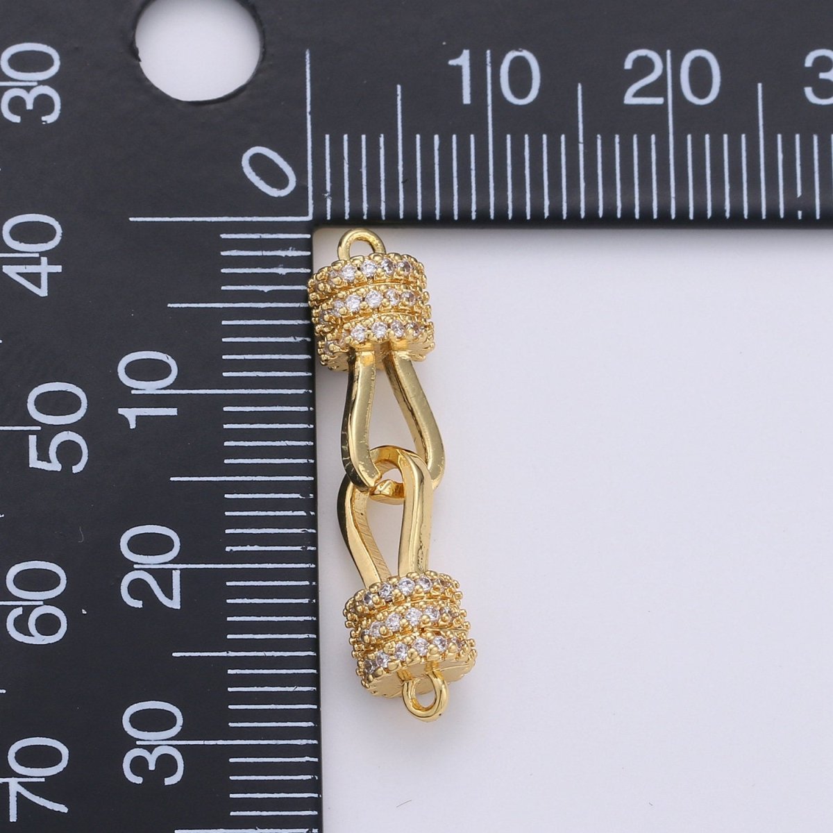Dainty Knot Charm Connector CZ Micro Pave 29x6mm Gold Link Connector Lead Free for Necklace Bracelet Component F-445