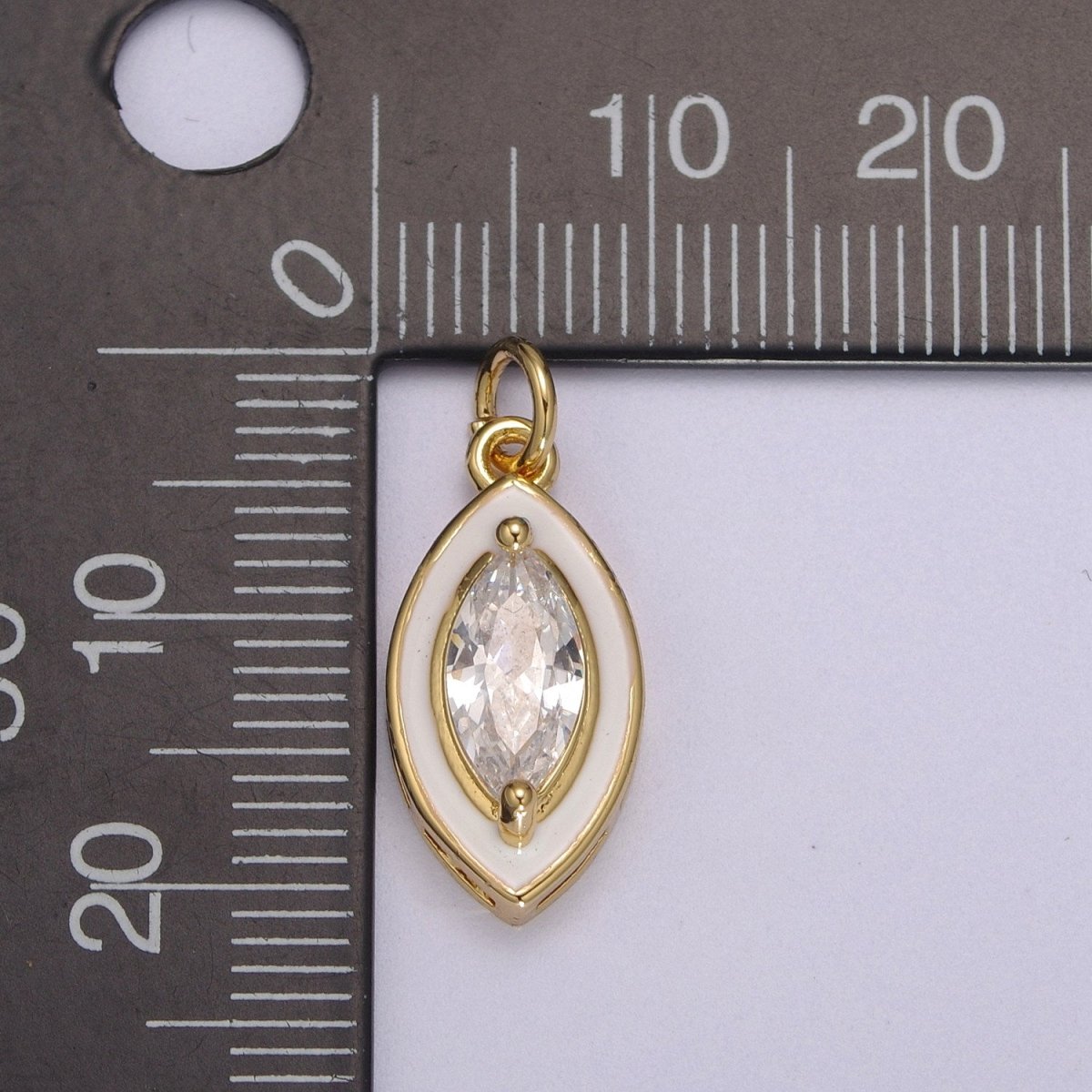 Dainty Leaf Clear CZ Enamel Colorful Eye Shape Pendant 14K Gold Filled Enamel Charm, Necklace Bracelet Component M-682 - M-685